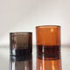 Kivi Iittala candle holders in orange and cinnamon glass 1988