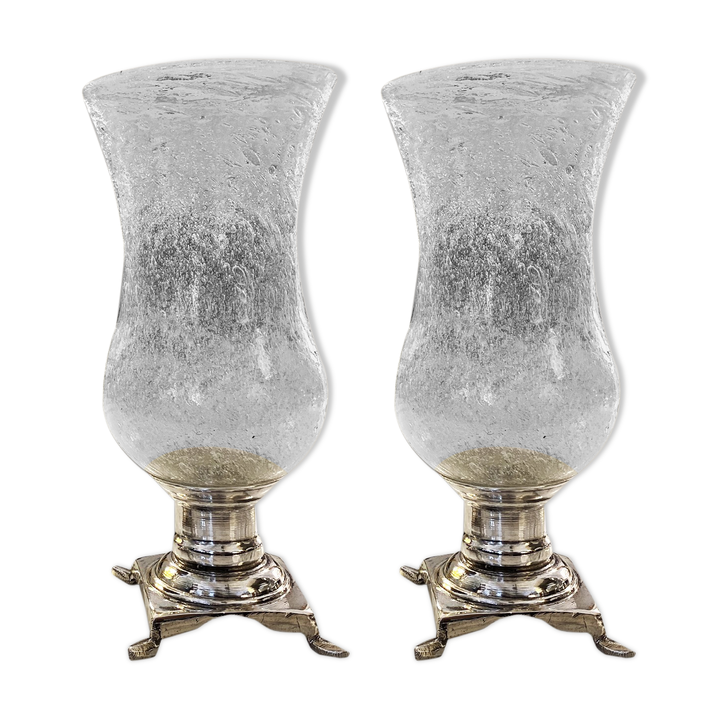 Paire de photophores en verre
