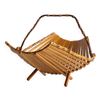 Panier de table chic pliant bois et bambou vintage