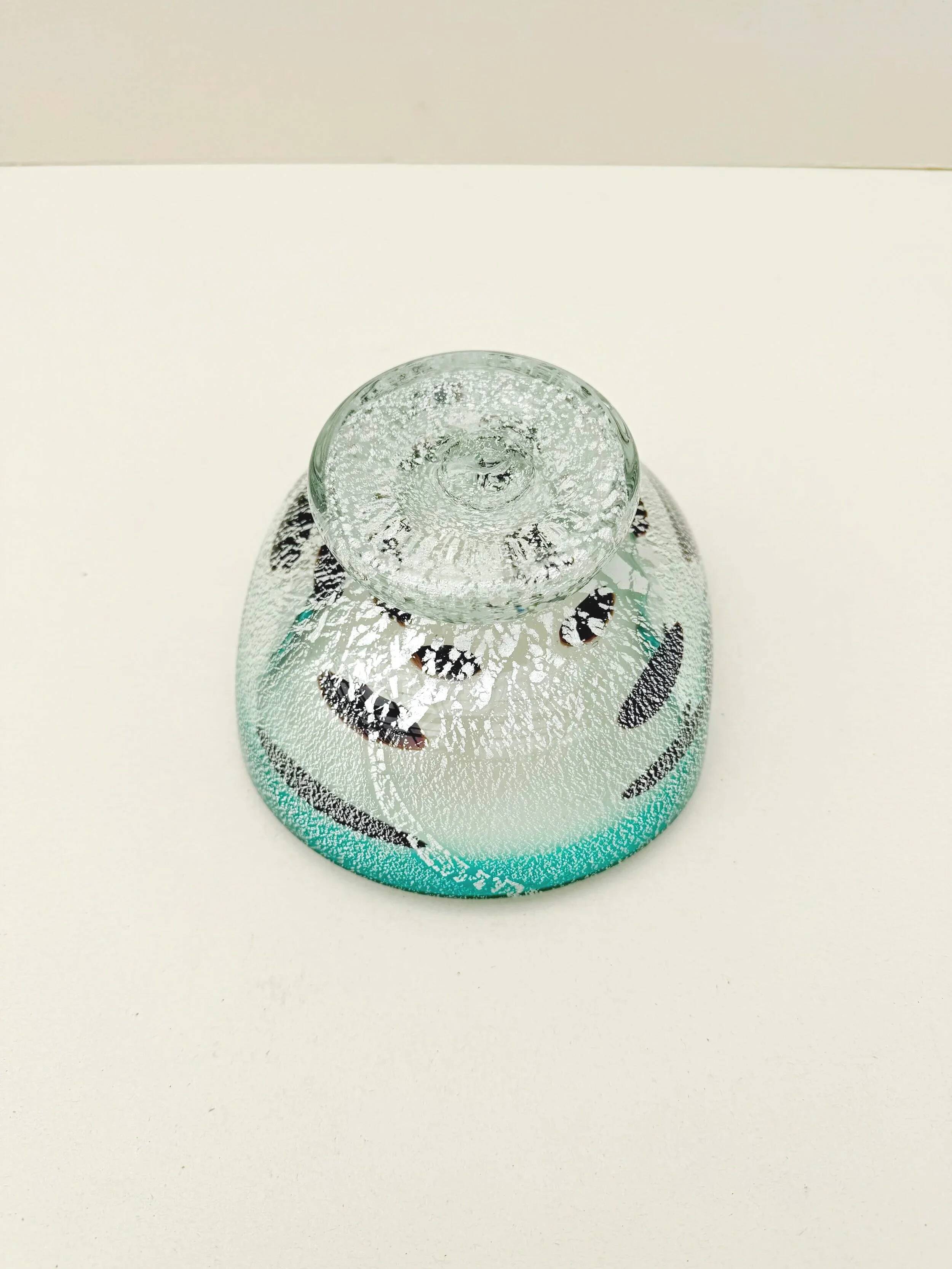 Murano glass catchall with silver inlays, Italy 1960.