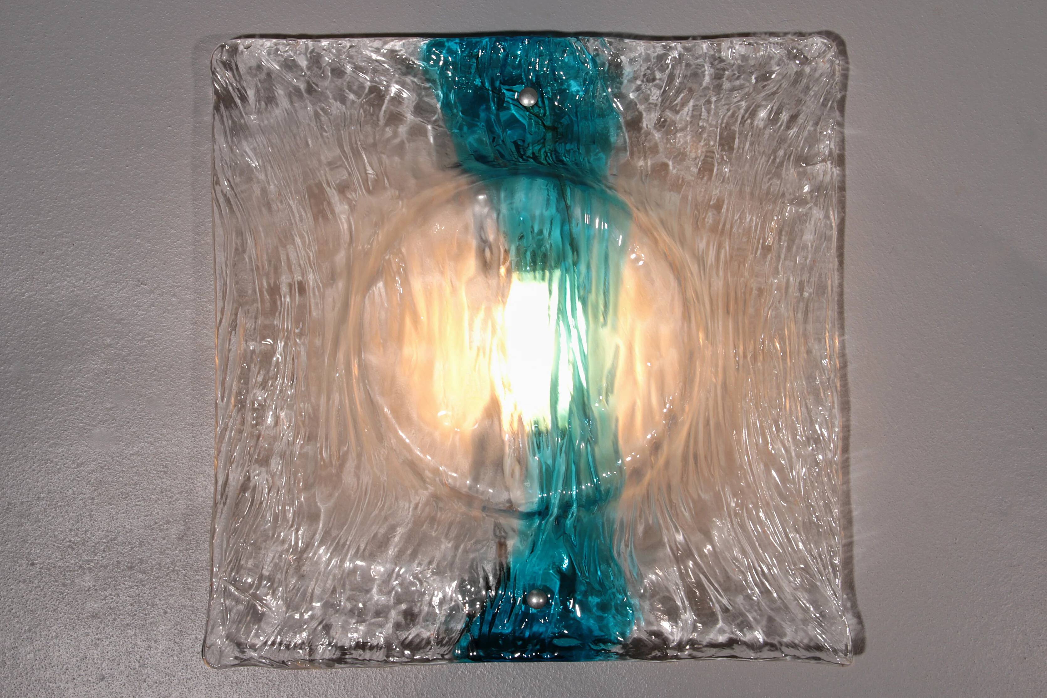 Murano flush mount sconce by Toni Zuccheri for Venini, 5 pieces