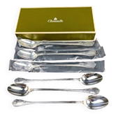 Christofle Marly, six silver-plated soda or cocktail spoons.
