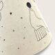 Wood-turned lamp with a hand-drawn lampshade, circus patterns.