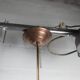 Chandelier 1930 double Opaline blown glass brass and copper