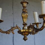 Louis XV style chandelier in bronze with 3 arms of light.
