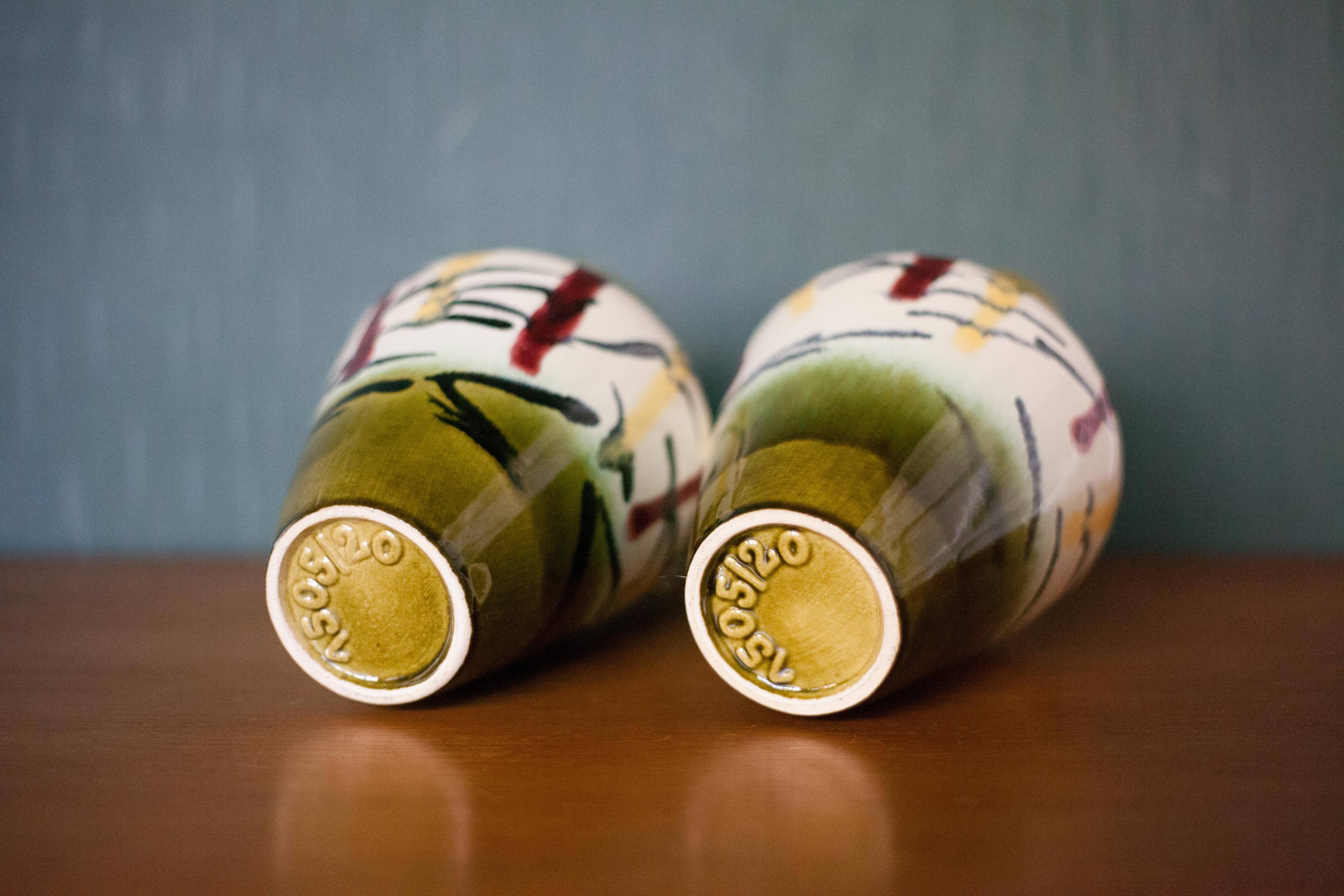 Pair of vintage ceramic vase U-Keramik 1505/20 West Germany, vase with handle, collection, pottery