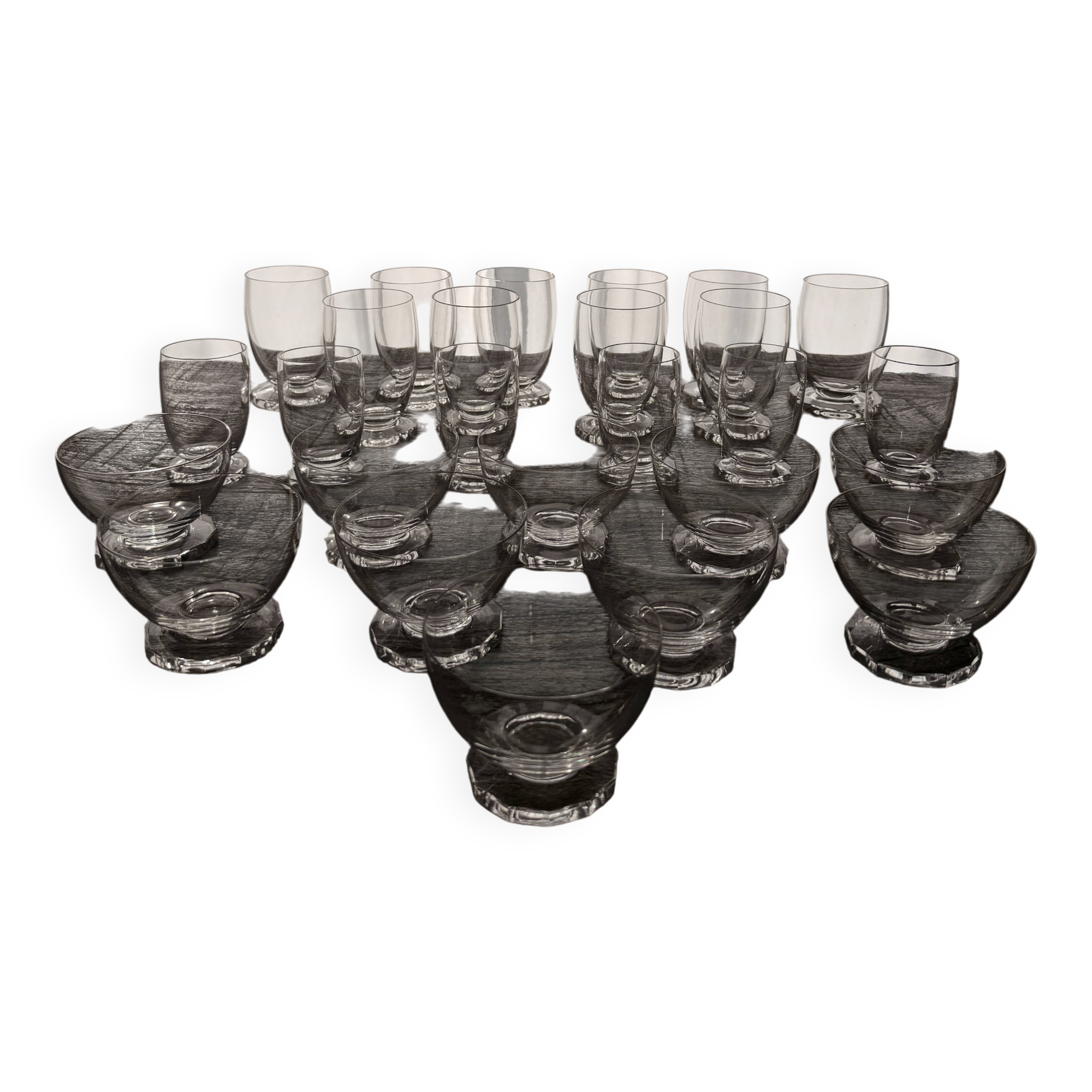 Service 26 Crystal Glass René Lalique France Model Lille Art Deco