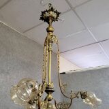 Large Napoleon III period chandelier in bronze and gilt brass