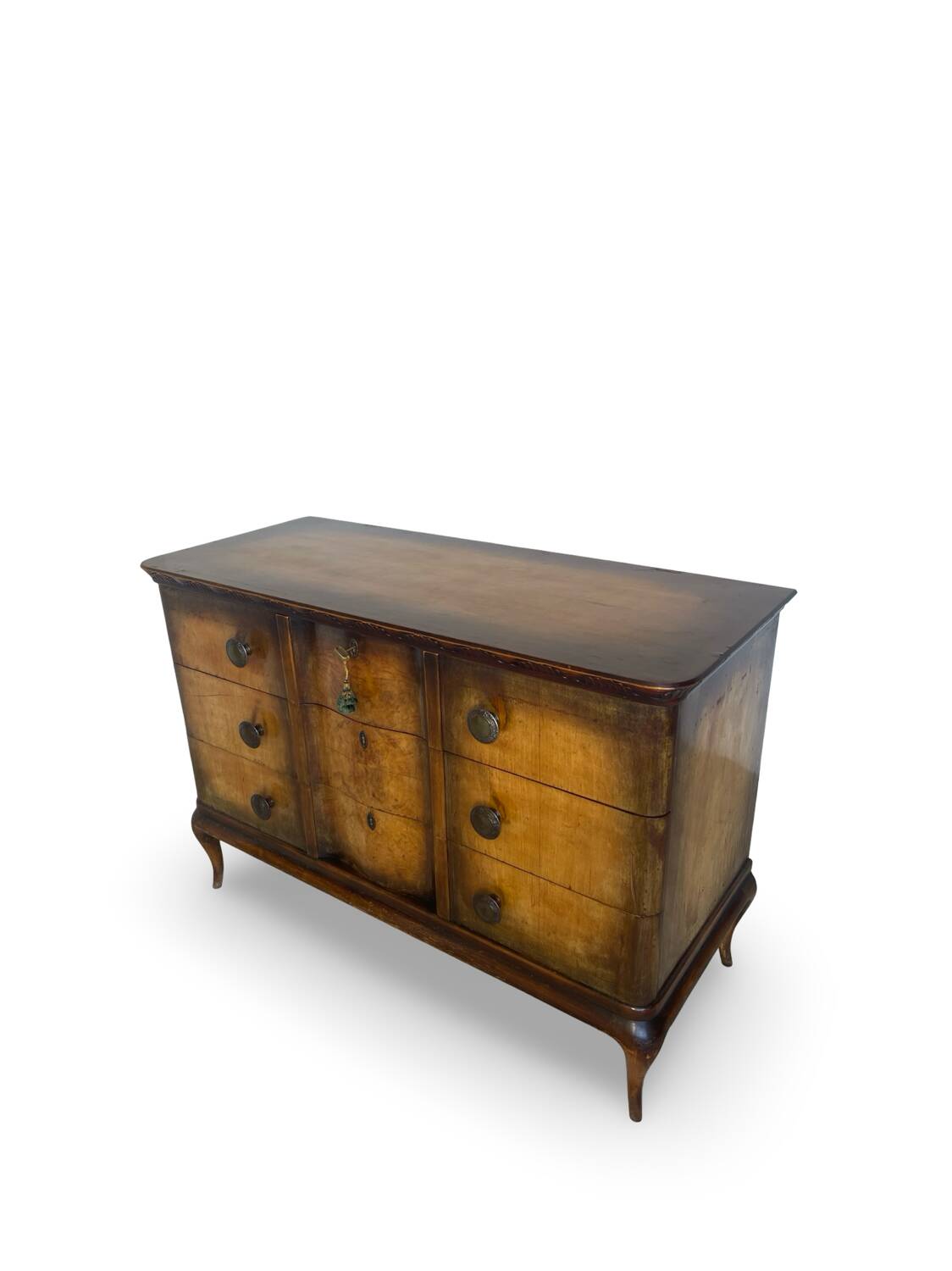 Commode italienne en placage et bois massif de noyer, années 1940-1950