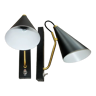 Pair of modernist sconces in black and gold metal