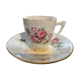 Tasse et sous tasse à décor floral et oiseau