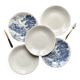5 vintage Gien earthenware plates from France, mismatched, vintage blue pattern