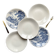 5 vintage Gien earthenware plates from France, mismatched, vintage blue pattern