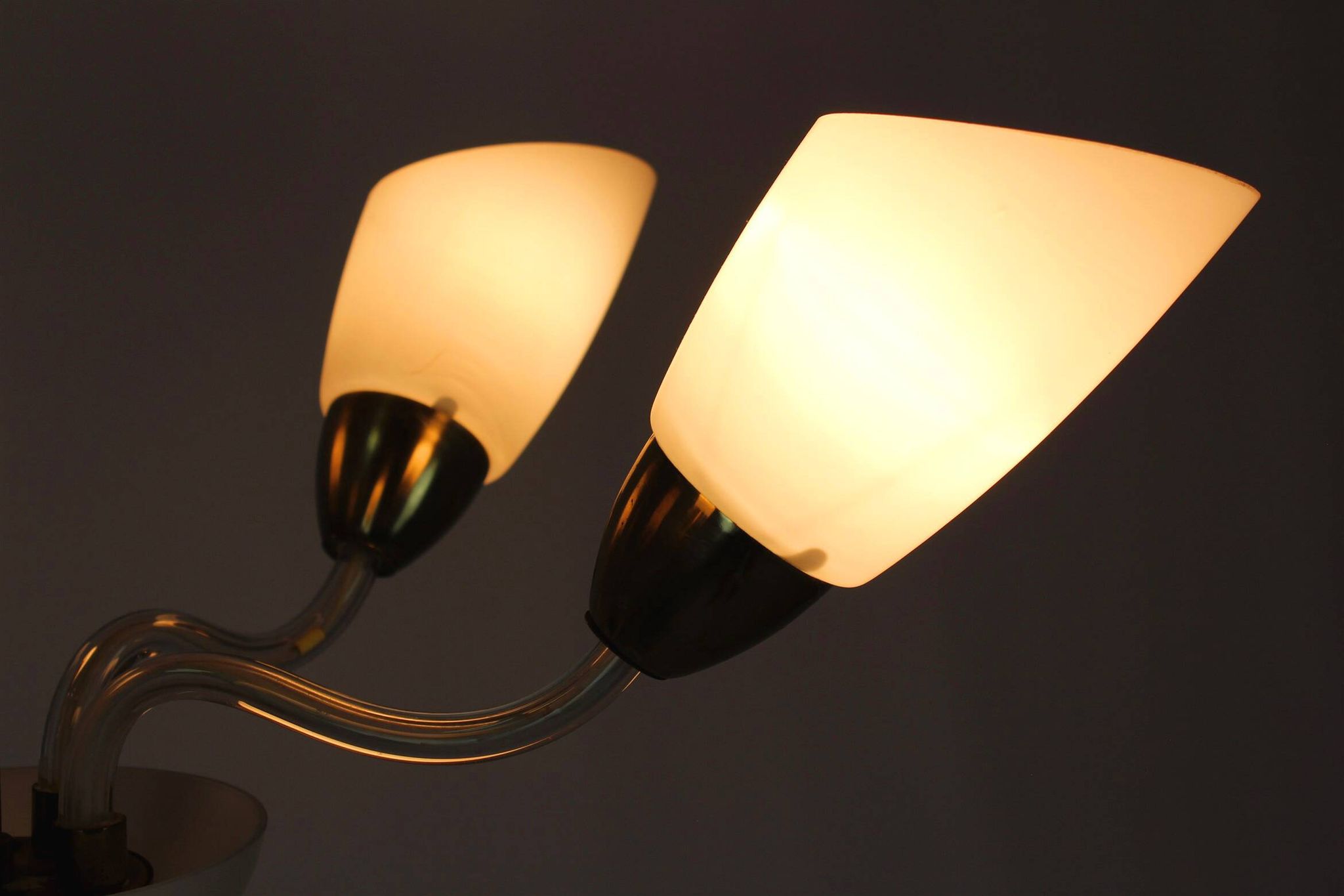 Mid-century steel & glass pendant lamp, 1960s