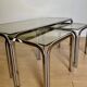 Table basse et tables d’appoint, chrome et verre fumé