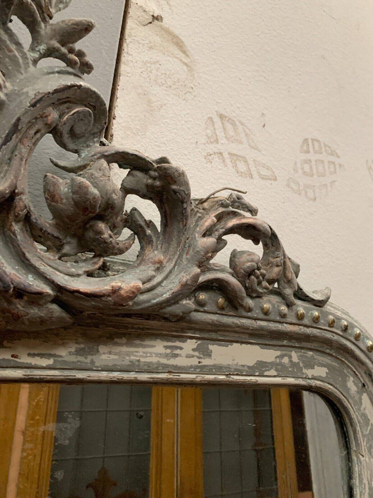 Louis XV style mirror in wood and patinated stucco 19th century