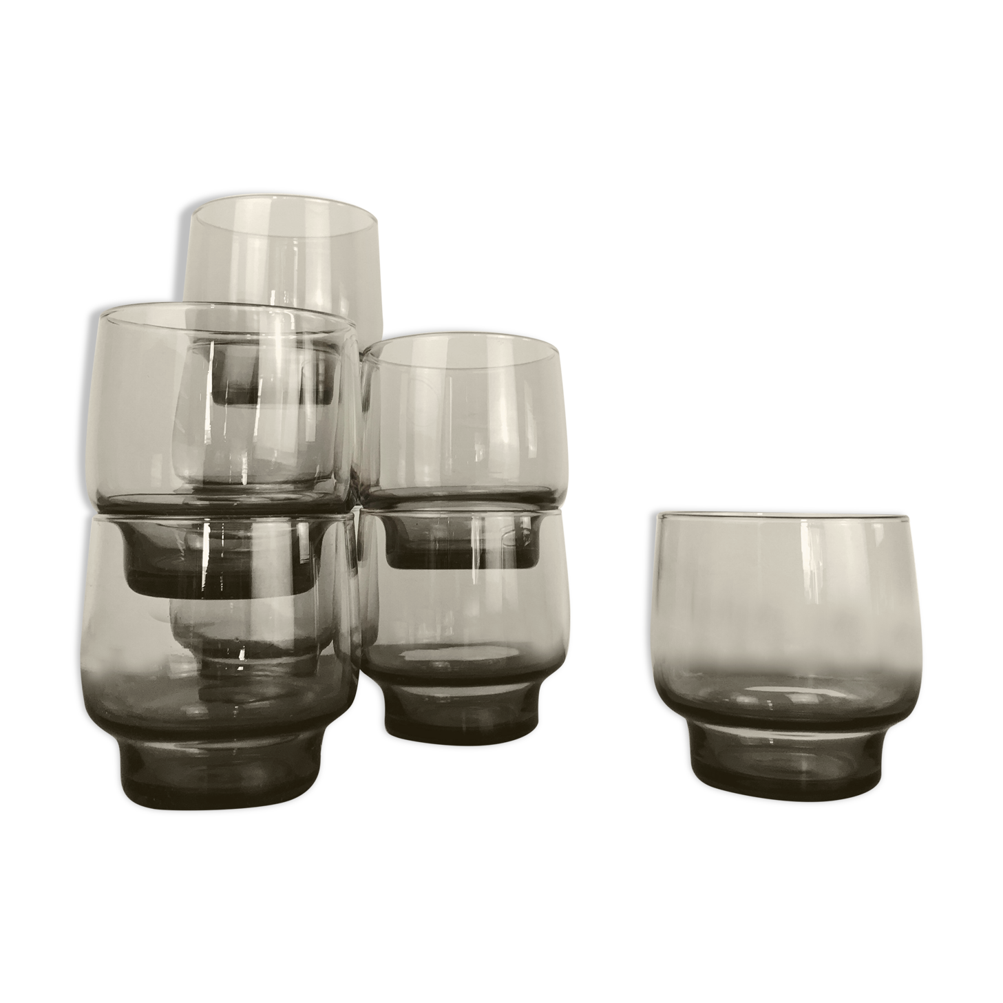 Lot de 8 verres à eau en verre fumé