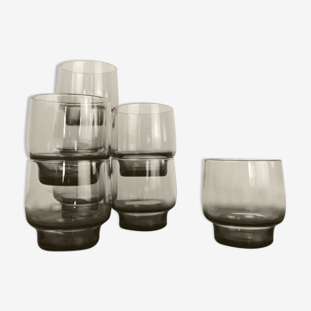 Lot de 8 verres à eau en verre fumé