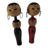 Pair of Japanese Kokeshi dolls - 1950s-1970s