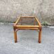 Rectangular coffee table in rattan and smoked glass 100x50