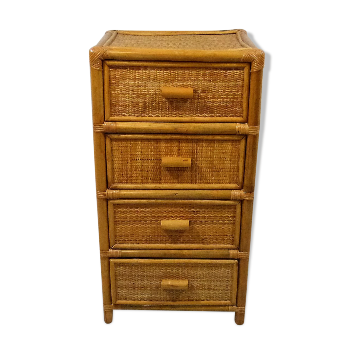 Rattan and wicker chest of drawers, 1970s
