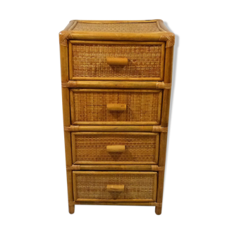 Rattan & wicker chest of drawers, 1970’s