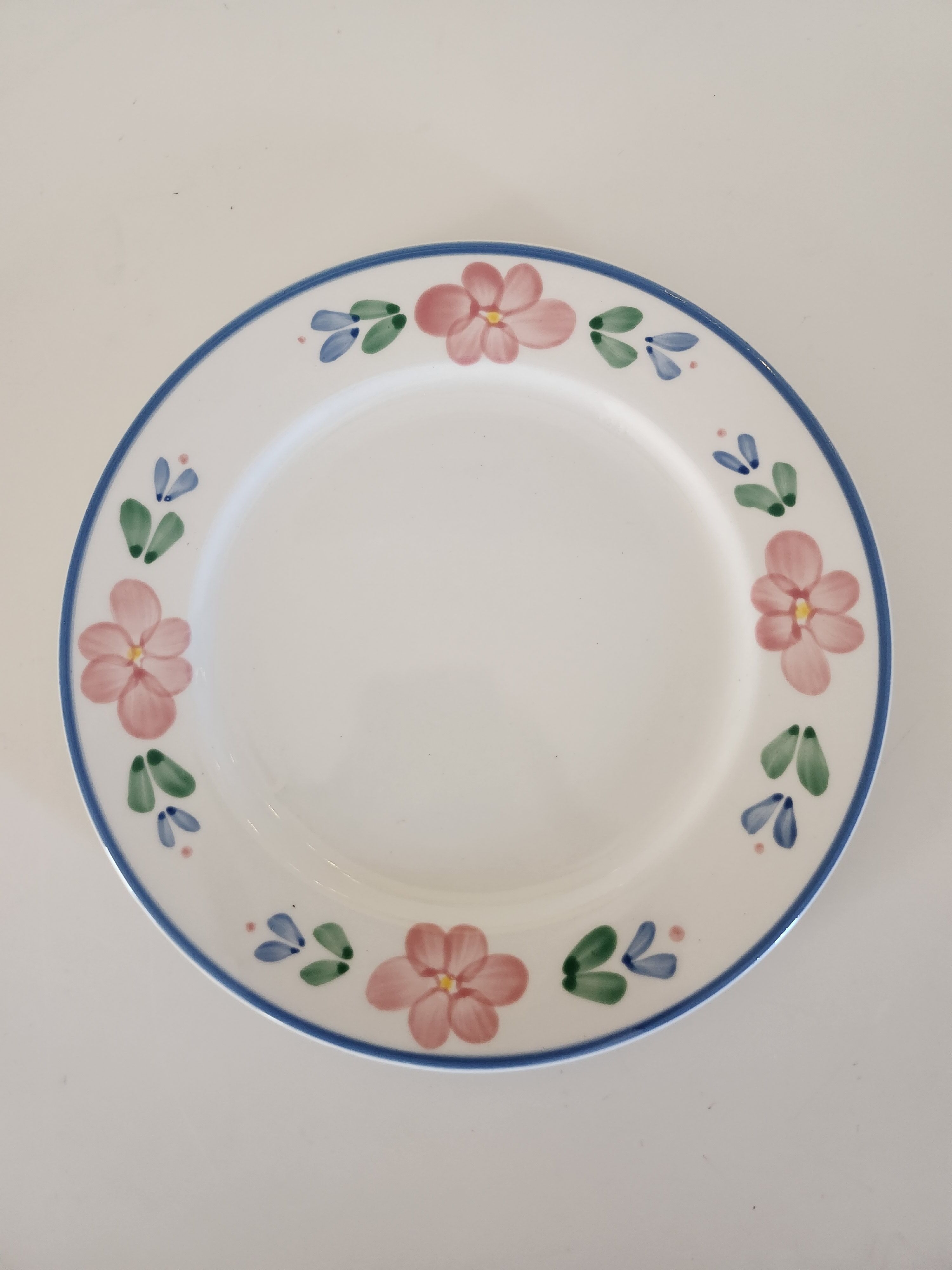 5 dessert plates Italian flowers blue / green / pink