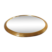 Plateau miroir rond en métal doré années 50