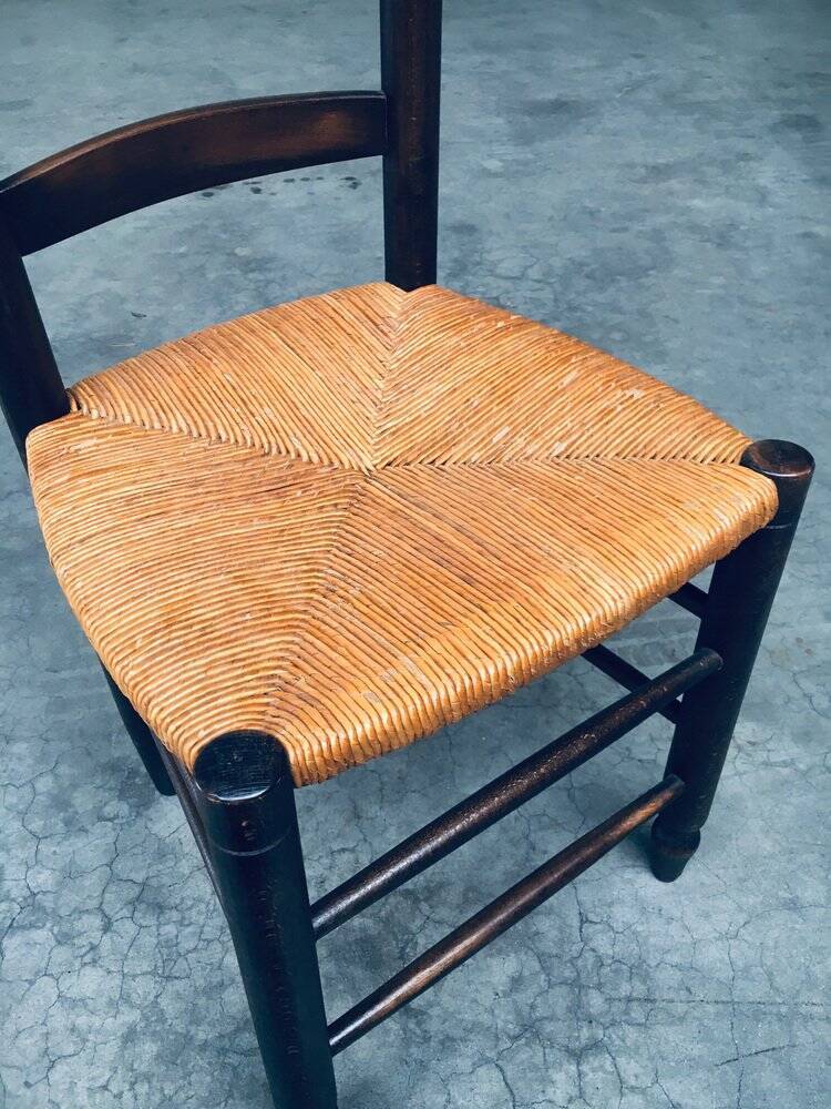 French Provincial Design Rush Dining Chairs, 1940s, Set of 8