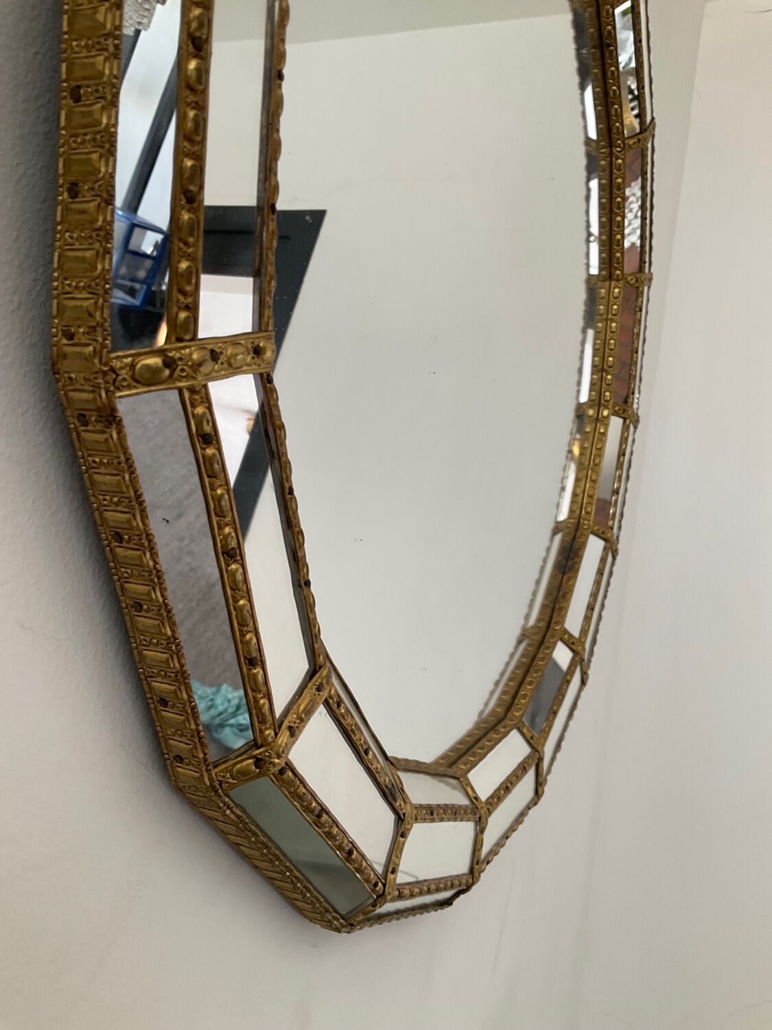Vintage mirror in brass and parcloses 60s