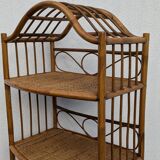 Vintage 1960s Rattan Bamboo Bookcase Shelf Buffet