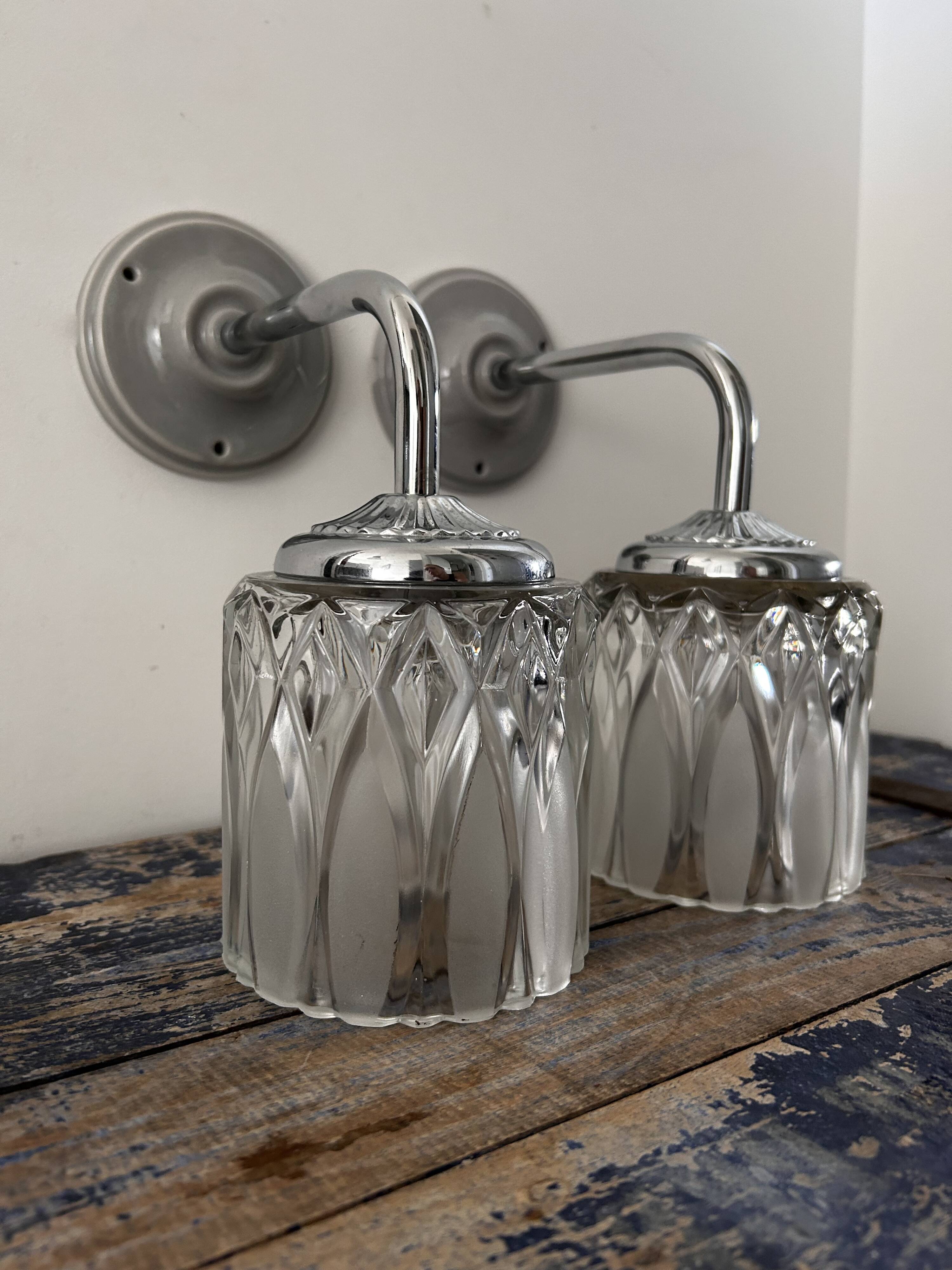 Pair of vintage chrome wall lights