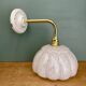 Vintage glass wall light with a curved arm from Clichy, white.