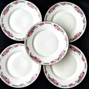 5 Assiettes à dessert en porcelaine  Art Déco