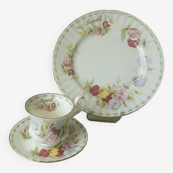 Coffee cup dessert plate month of April royal albert floral decor