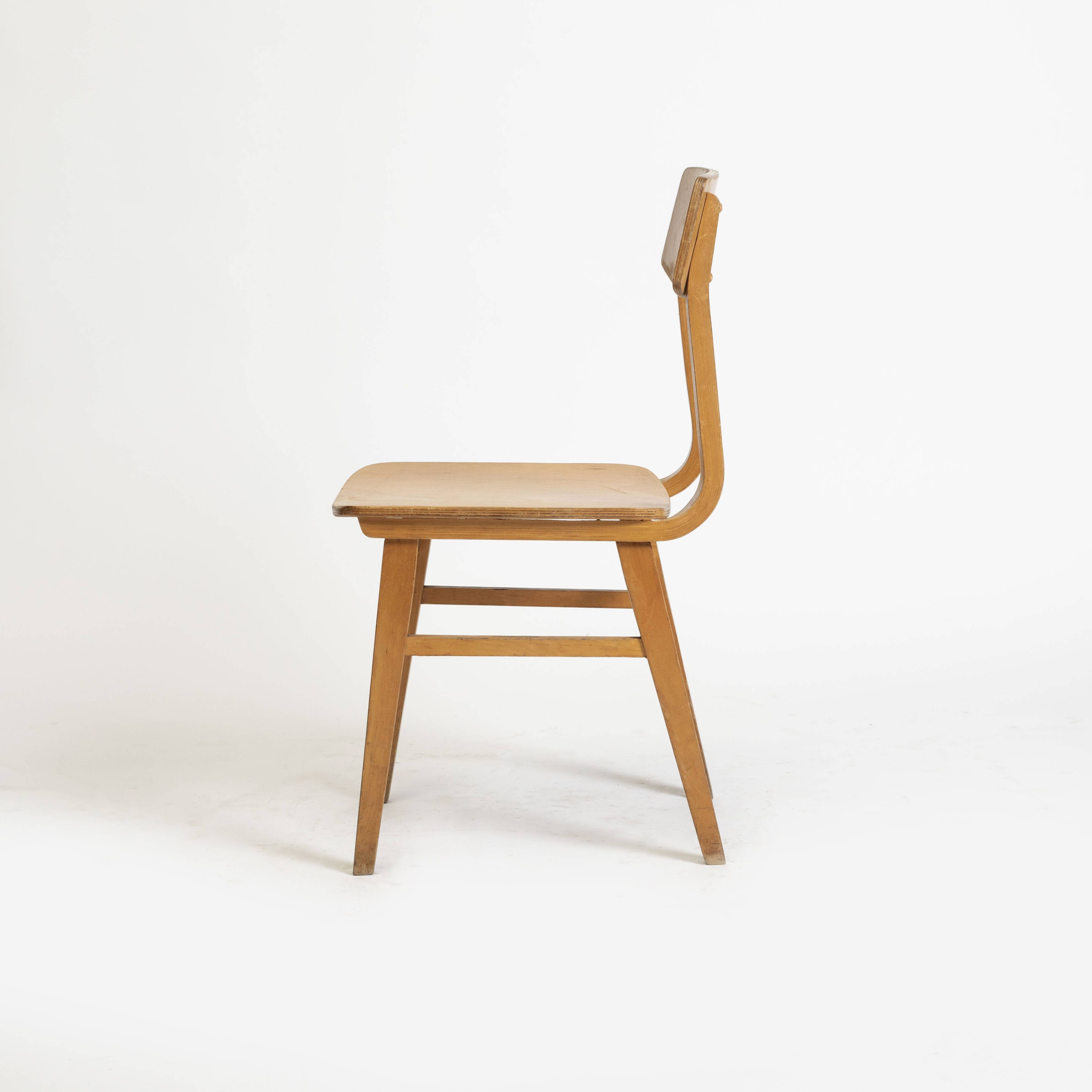 1 of 14 plywood dining chairs, Czechoslovakia, 1960s