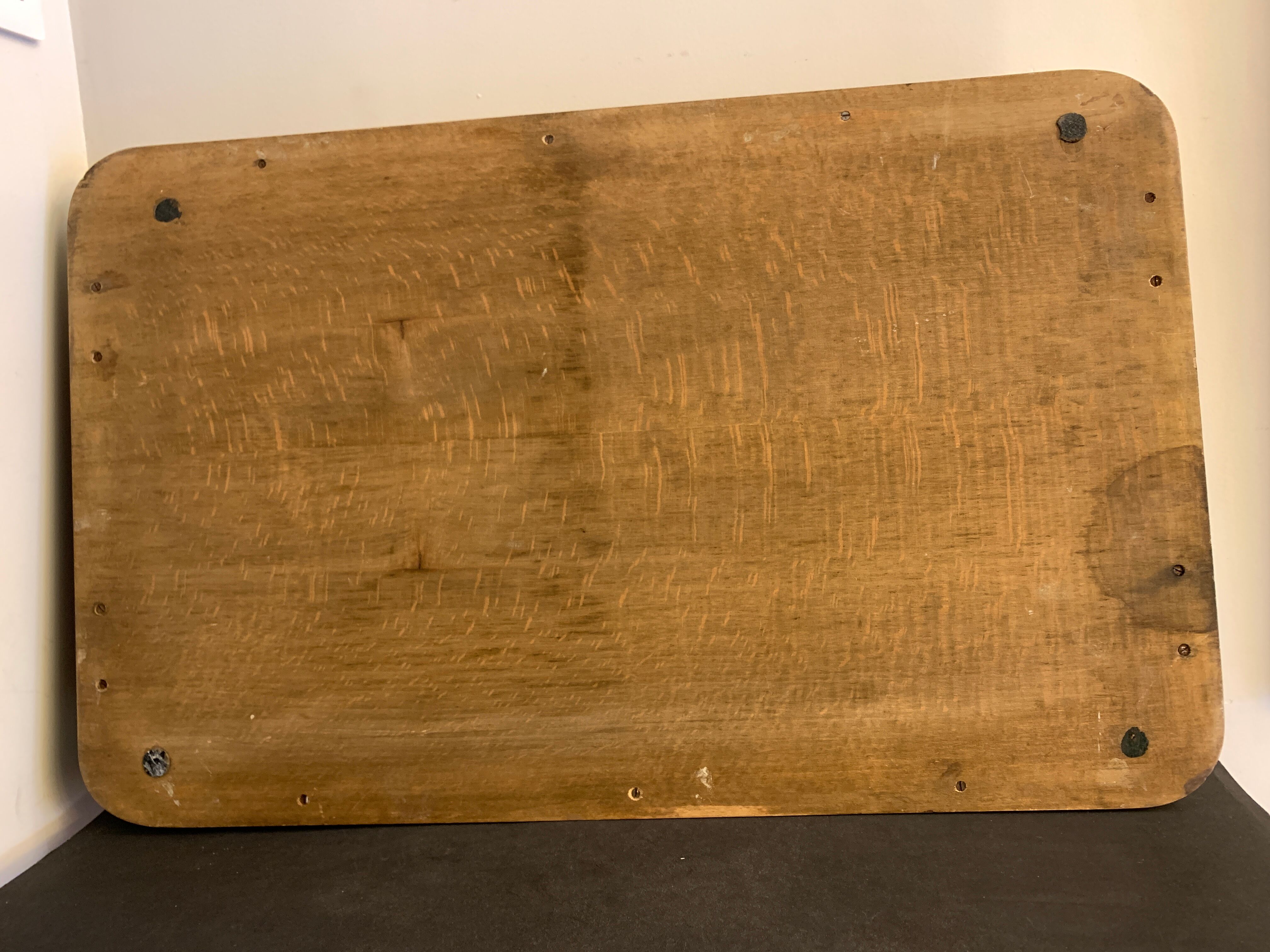 Serving tray in wood, brass and glass, 1960