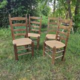 4 chaises Charles Dudouyt paillées design 40-50-60