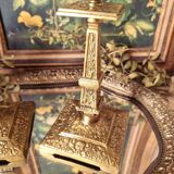 Pair of bronze torch candle holders