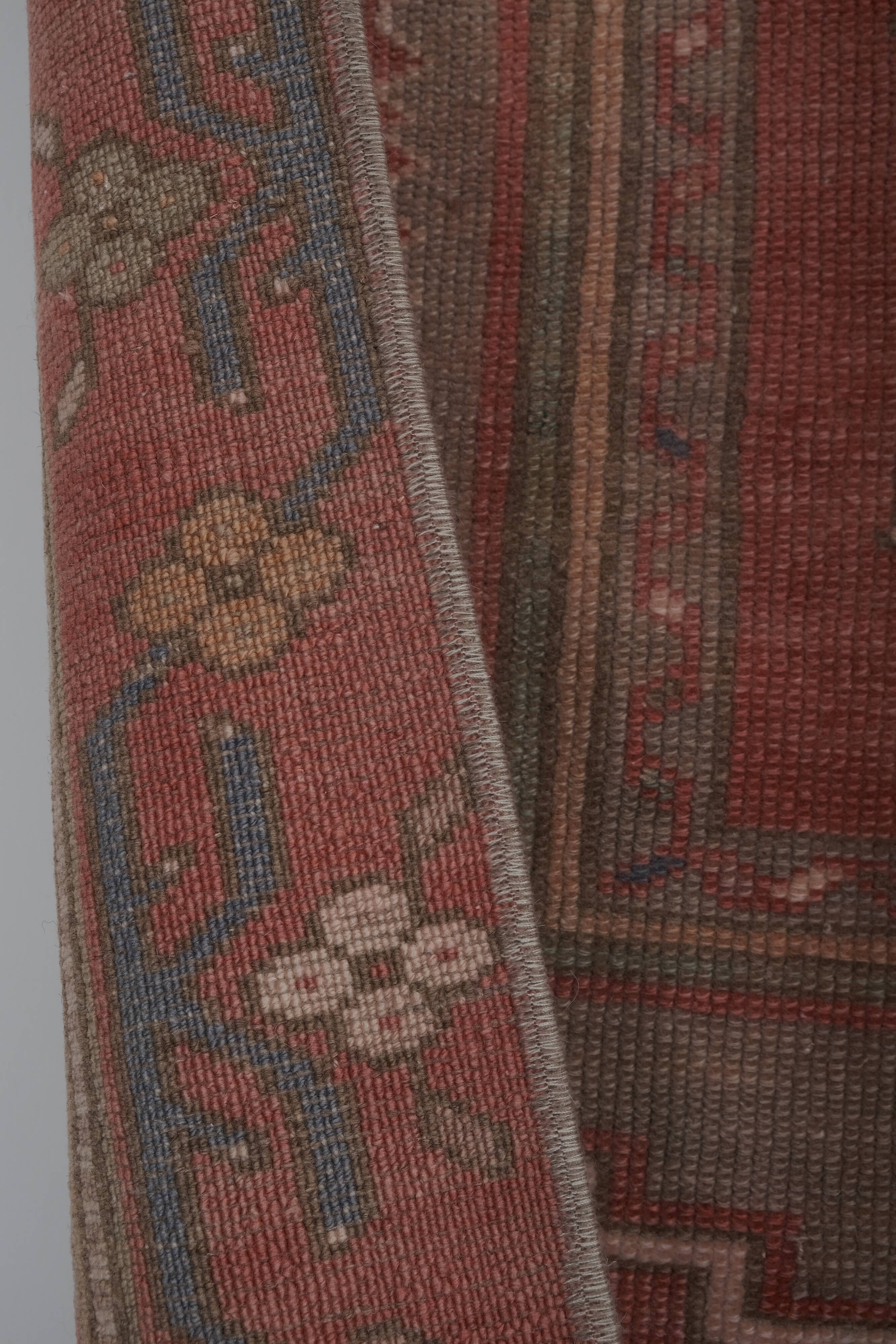 Vintage tribal geometric caucasian runner rug hand-knotted oriental carpet