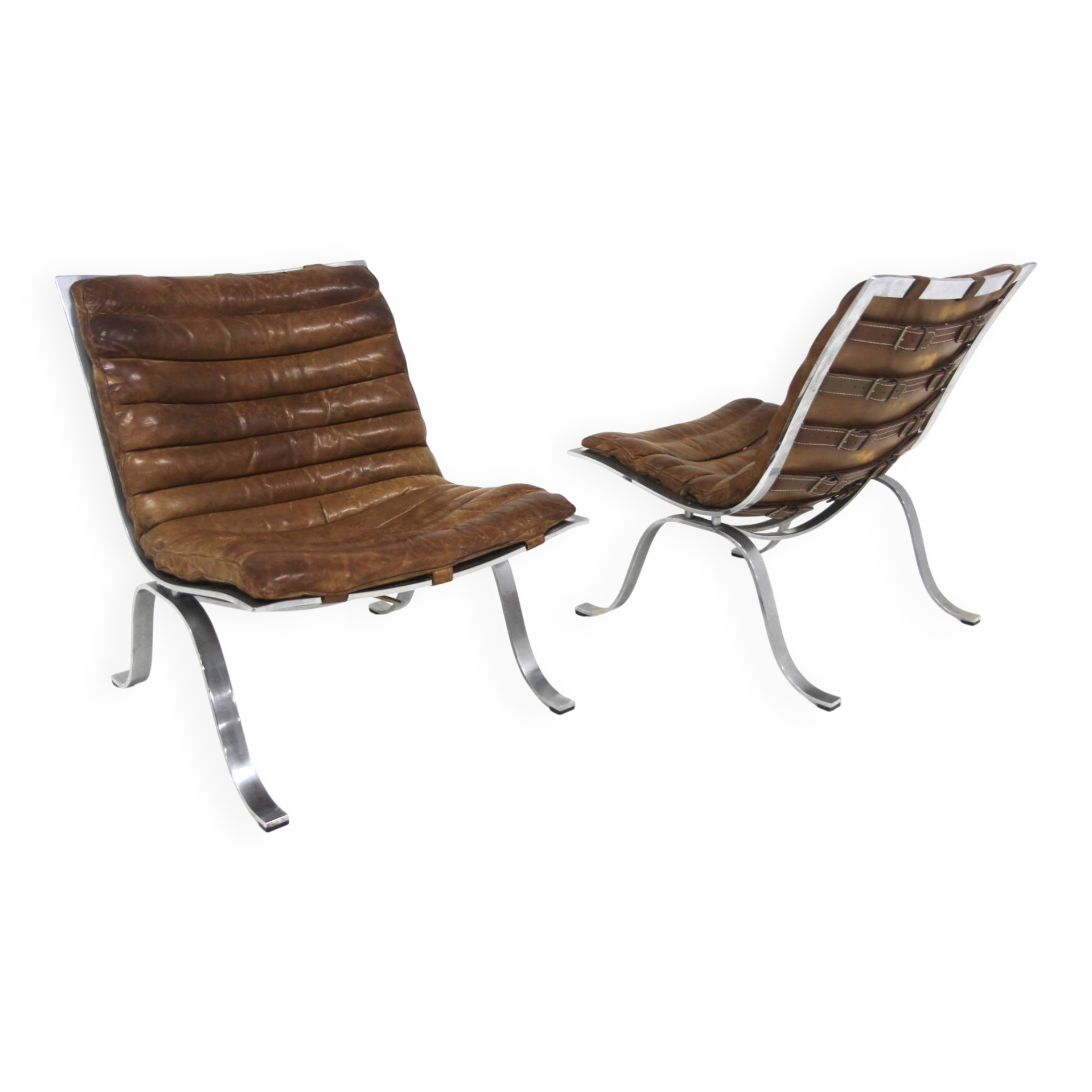 Set de 2 fauteuils scandinave en cuir "Ari", Arne Norell, Suède, 1960