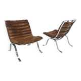 Set de 2 fauteuils scandinave en cuir "Ari", Arne Norell, Suède, 1960