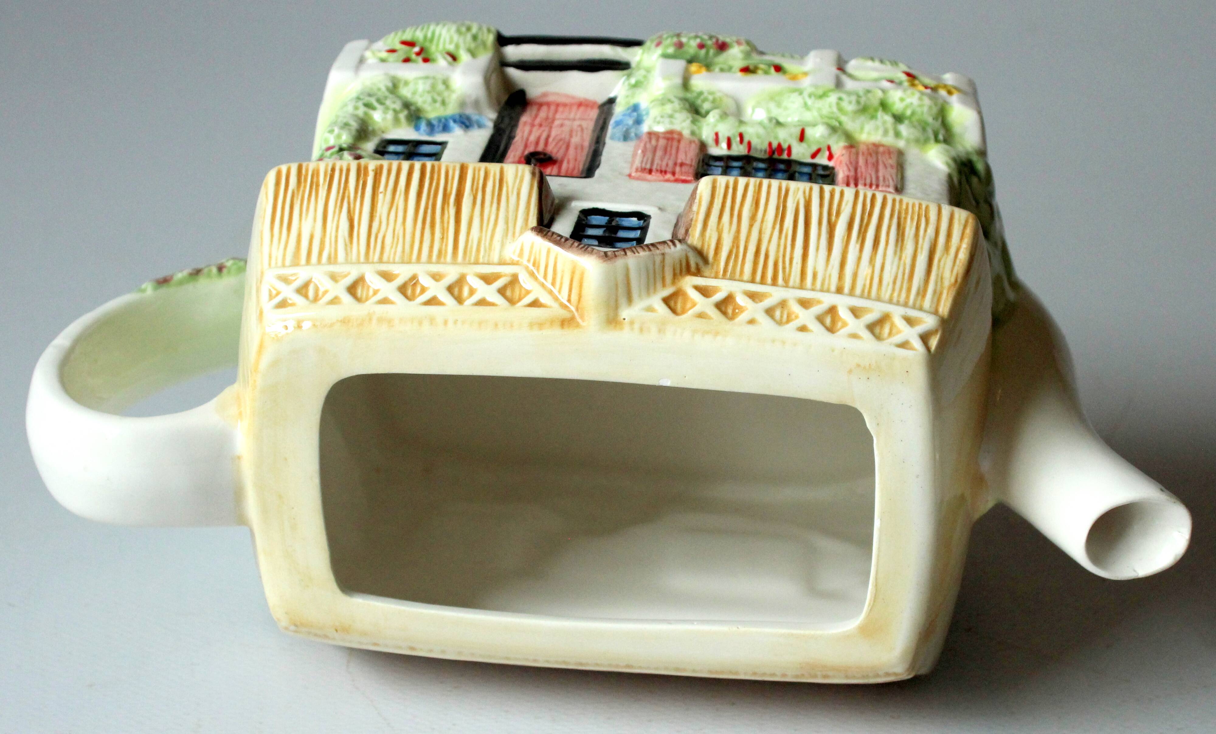 Handpainted fine ceramic design teapot "The Village"