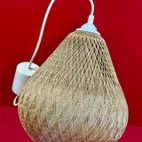 Vintage Scandinavian pear-shaped pendant light in synthetic wire.