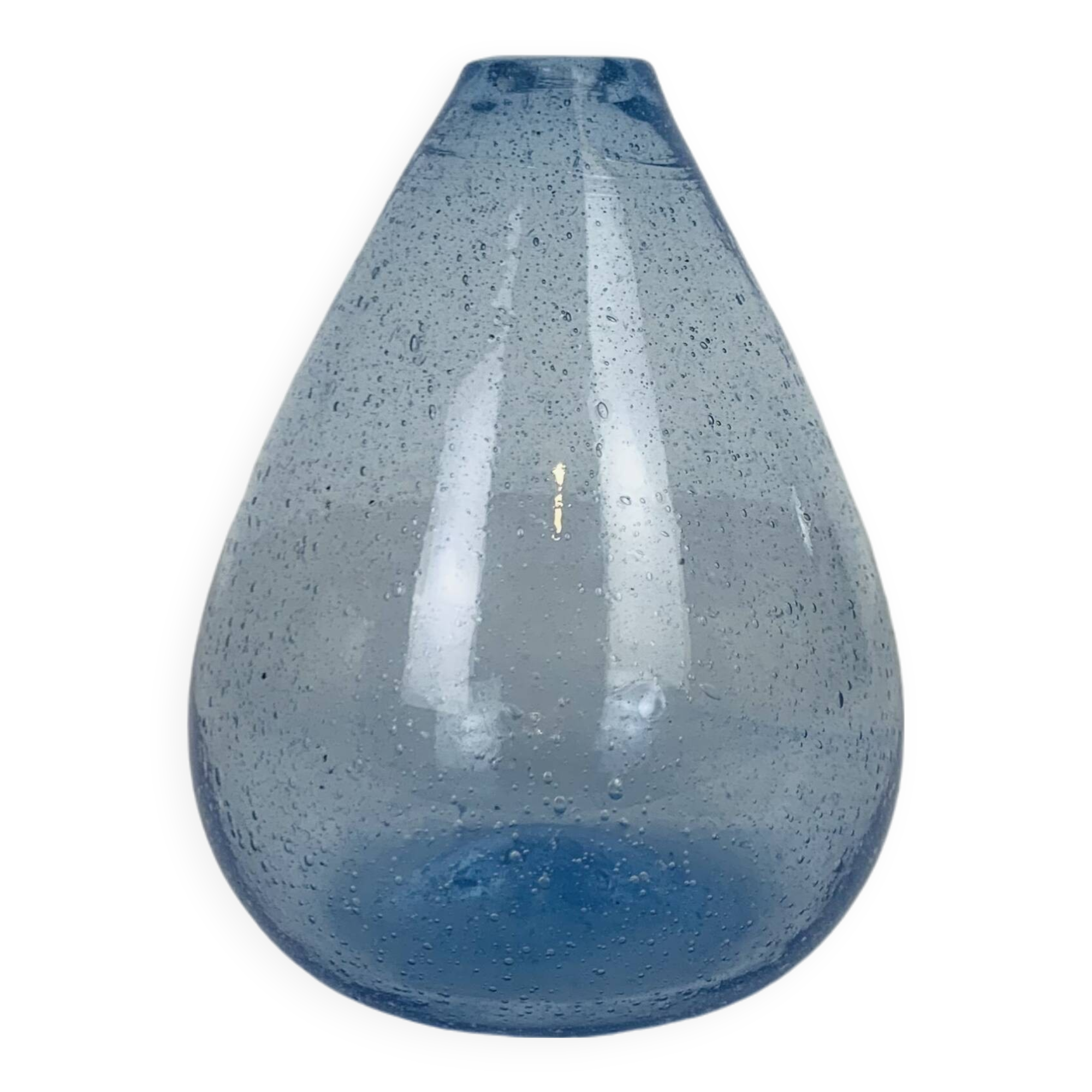 Vintage blue bubble glass soliflore vase