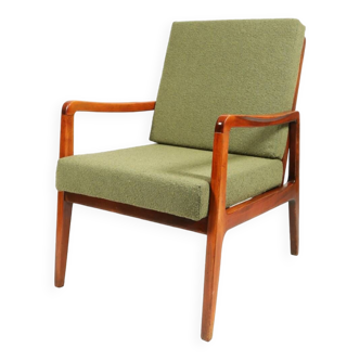 Fauteuil vintage vert eucalyptus bouclé 1960 design scandinave