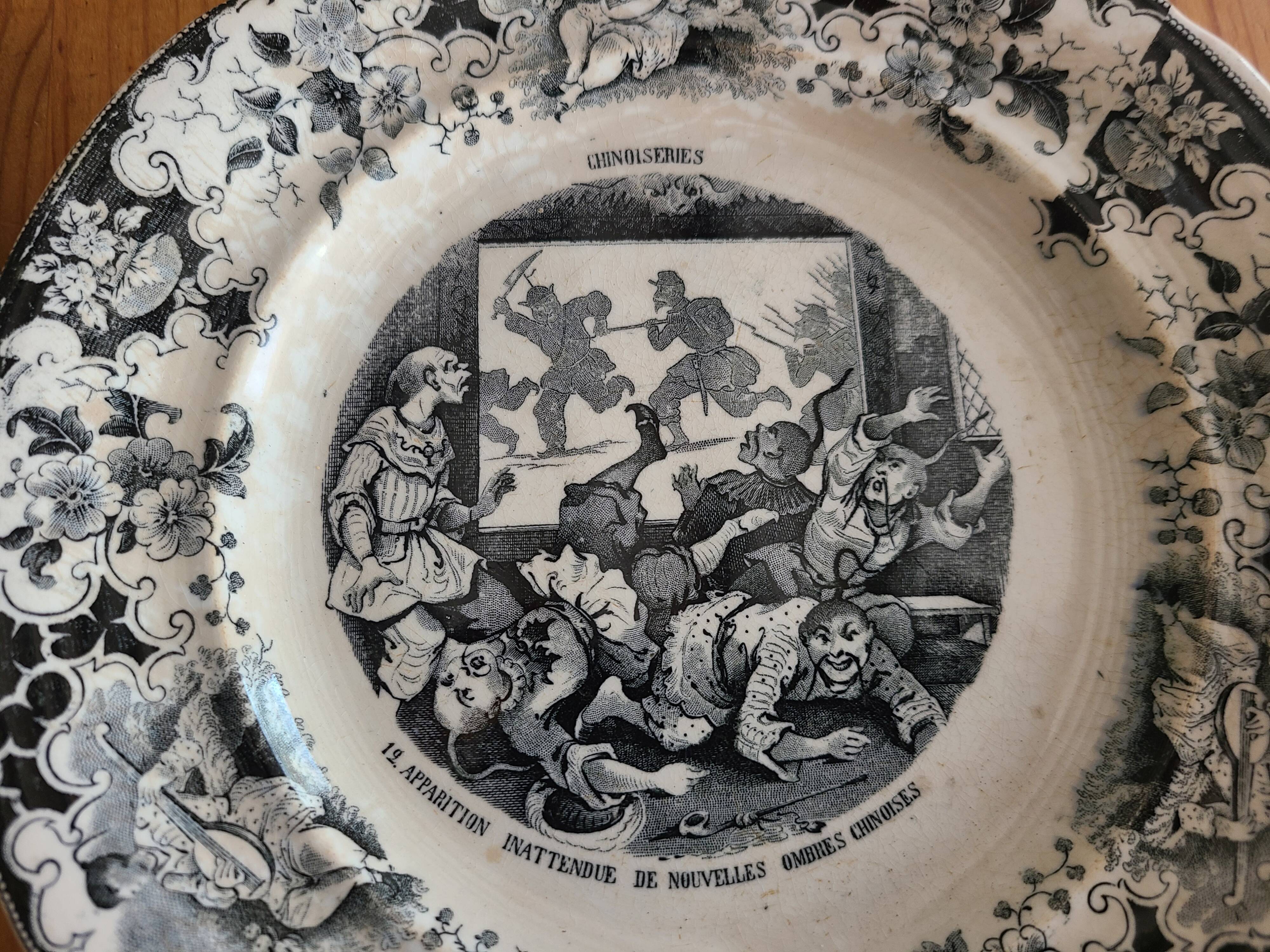 5 talking plates Choisy Le Roi XIXth series "Chinoiseries"