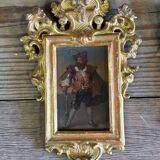 Pair of portraits of Italian bandits, oil on panels, gilded frames, circa 1880.