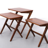 Vintage Nesting Tables in Walnut by Bengt Ruda Sweden 1950s