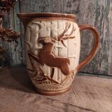 French vintage pitcher of St Clément, with a deer